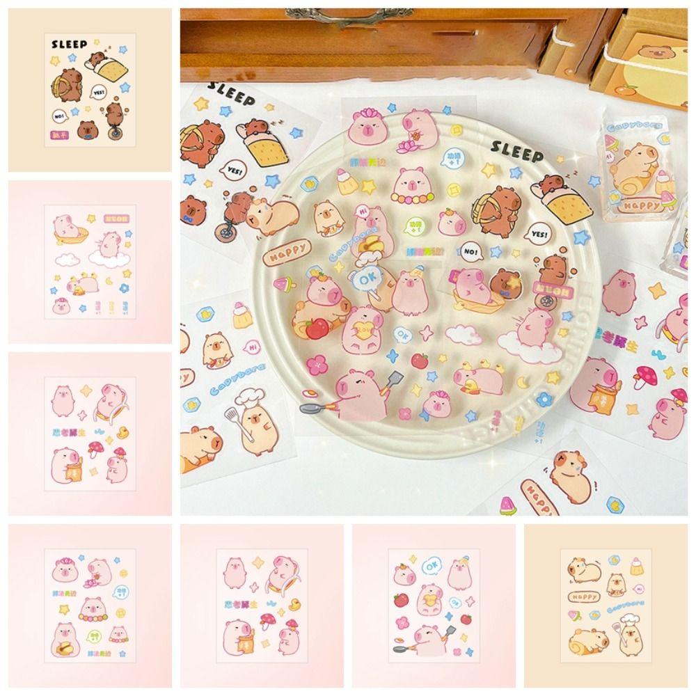 20 Pcs/Bag Kawaii Pink Capybara Stickers Funny Cartoon Poster DIY Toy Notebook Sticker  Student