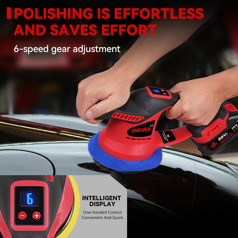8500RPM Electric Polisher 6Gears Cordless Car Polisher Auto Electric Waxing Sanding Power Tool For 18v Battery Pin