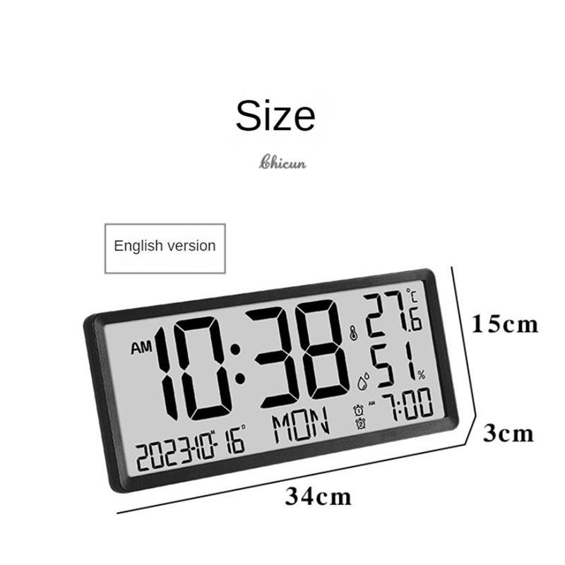 LCD Digital Alarm Clock With Temperature Sensor Desktop & Wall Mountable Manual & Automatic Display Adjustability Easy To Use -B