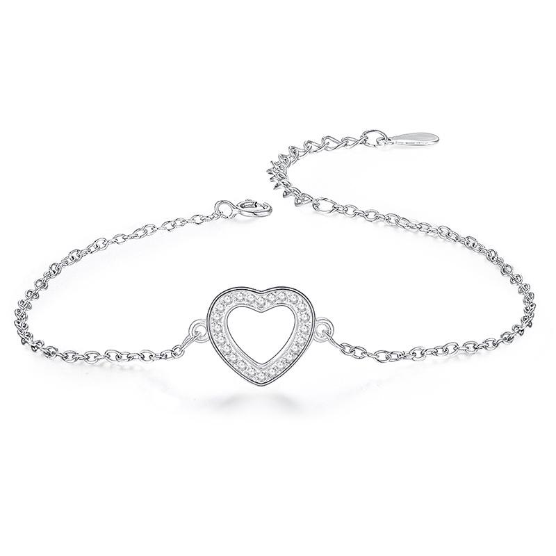 Diamond-Encrusted Peach Heart Bracelet, Ocean Star Luminous Love Jewelry.