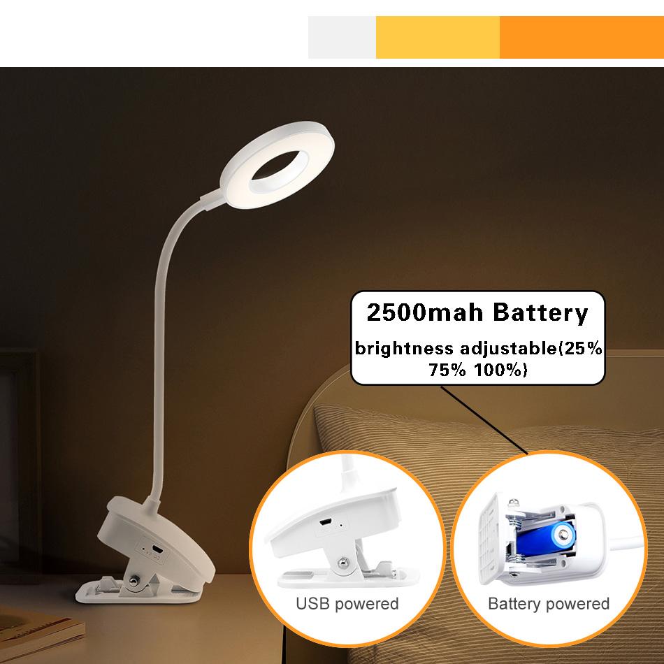 Wireless Table Lamp Study 3 Modes Touch Dimming Rechargeable LED Reading Desk Lamp USB Table Light Bedside Flexo Lamps
