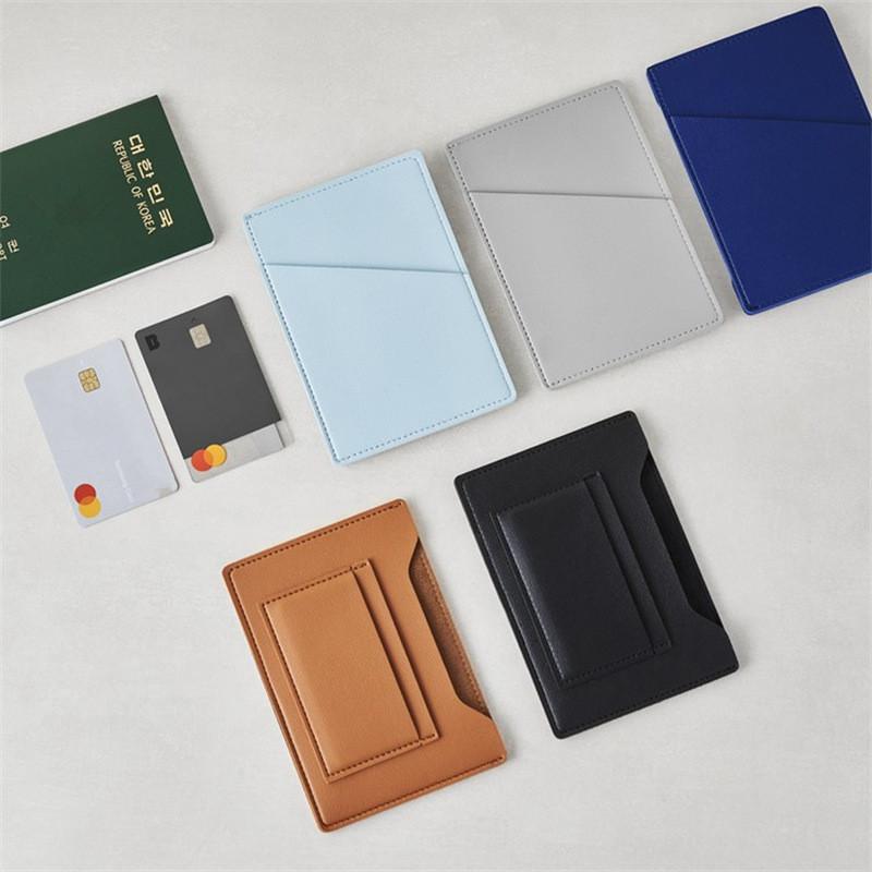 Simple Solid Color Passport Cover Multifunctional Pu Leather Card Holder Passport Clip Airplane Check-In Ticket Folder Travel