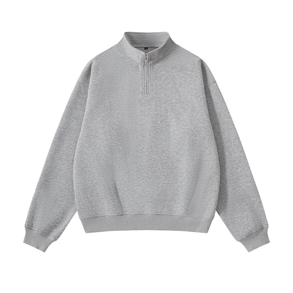 Fall Half Zip Stand Collar Loose Vintage Sweatshirt Unisex Fleece Pullover FW350 Classic Solid Color Cozy Casual