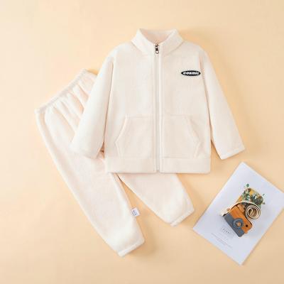 Children's Double-Sided Fleece Winter Suit: Thick, Warm, Velvet Two-Piece Set for Boys and Girls with Stand Collar