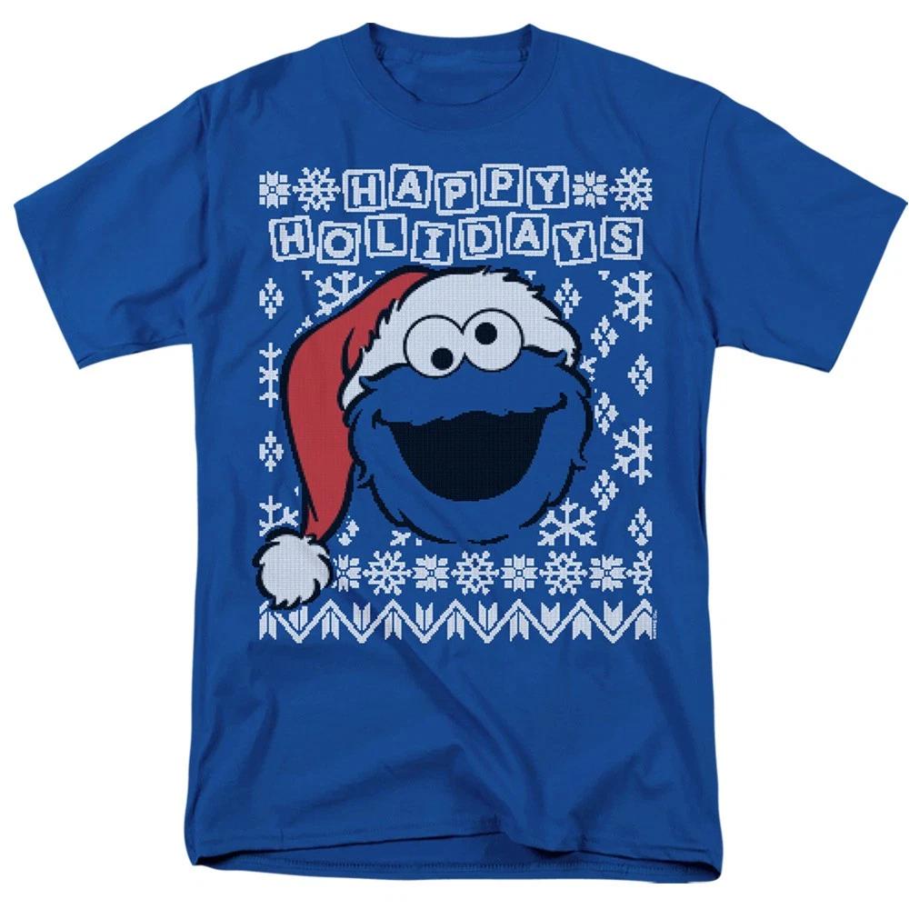 Sesame Street - Cookie Monster Ugly Christmas - Unisex Children s T-shirt - Blue 100