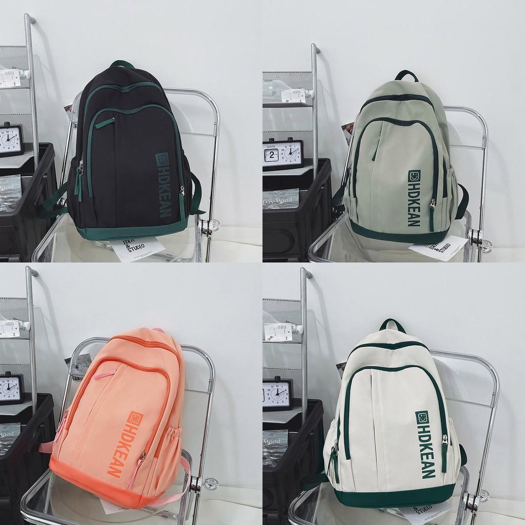 Blocked Color Simple Letter Smiley Face Print Student Large Backpack Capacity