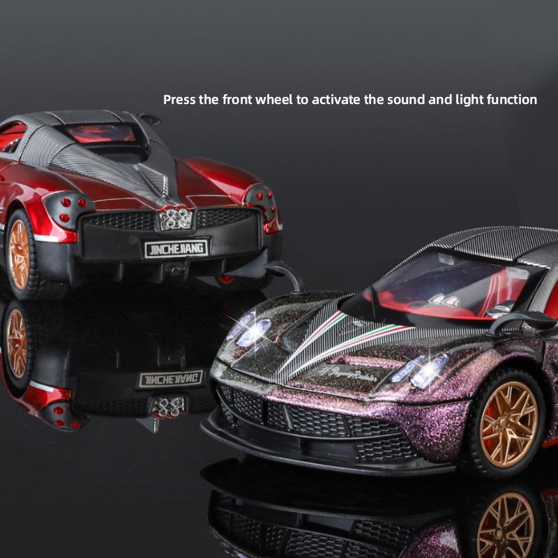 1/32 Pagani Huayra BC Supercar Alloy Muscle Car Model Sound and Light Pull Back Children's Toy Collectibles Birthday Gift