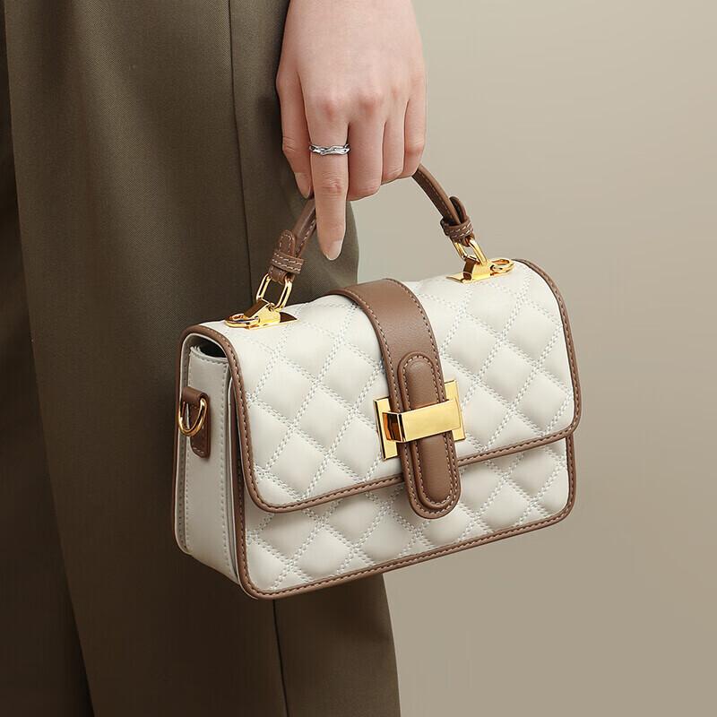 YUYULA Crossbody Bag, Leather Handbag, Chain Bag, White