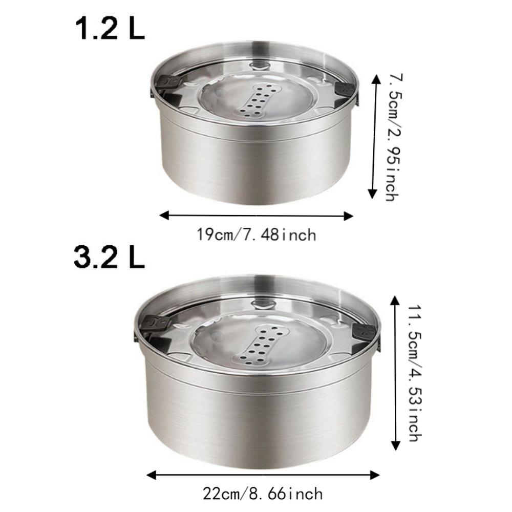 Stainless Steel Cat Water Bowl 1.2/3.2 L Pet Water Feeder Durable Dog Water Dispenser Home Use