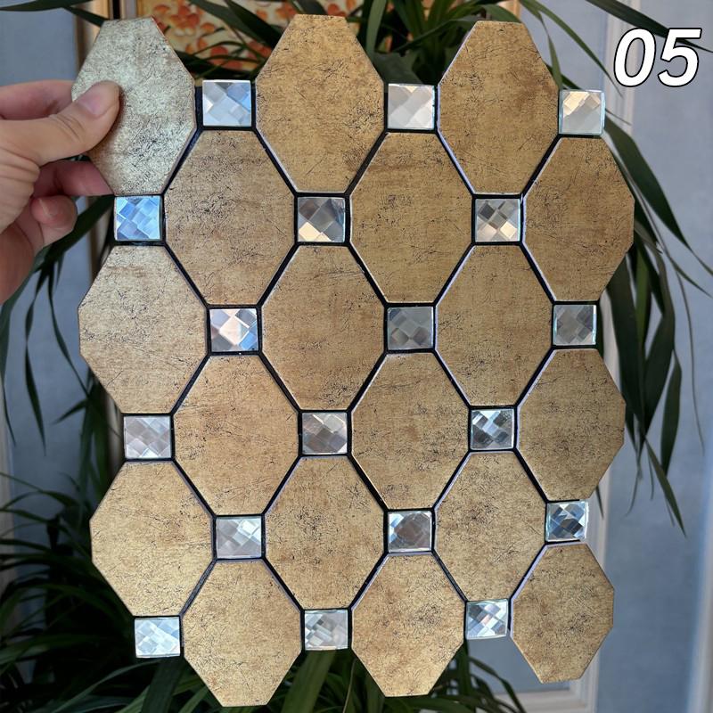 4 Pcs Aluminum-plastic Self-adhesive Mosaic Wall Stickers Peel And Stick Backsplash Tiles Bathroom Living Room Background Decor