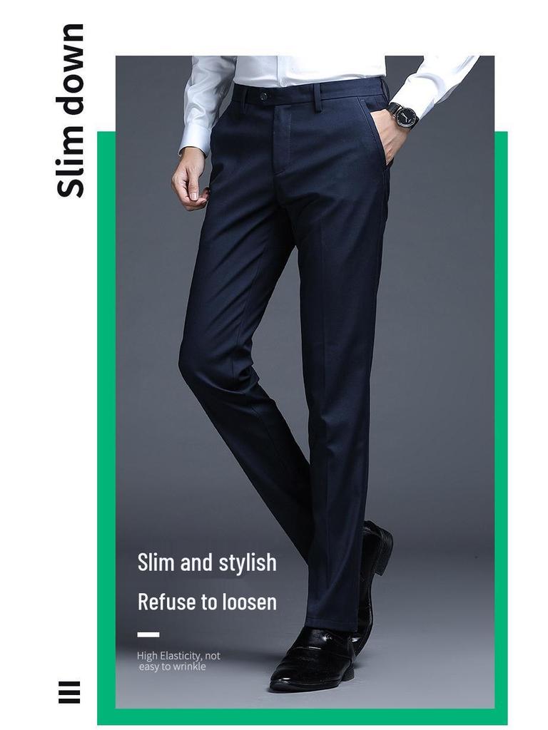 Pánské 2024 Klasické Čtyřsezónní Kalhoty s Rovnou Nohavicí - Business Casual & Profesionální Styl.