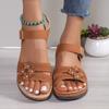Flower retro large size wedge with women's sandals word decoration new women's shoes summer