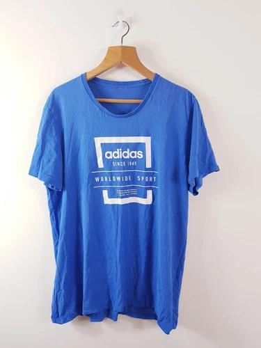 Мужская футболка adidas Синяя XL Короткий рукав Логотип Хлопковая футболка XXL