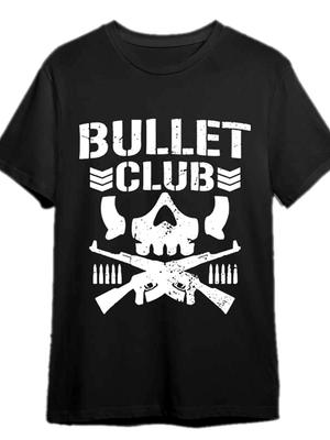Mens Bullet Club Graphic TShirt  100 Cotton 180gsm Machine Washable Unisex Tee with Skull  Crossed Guns Design