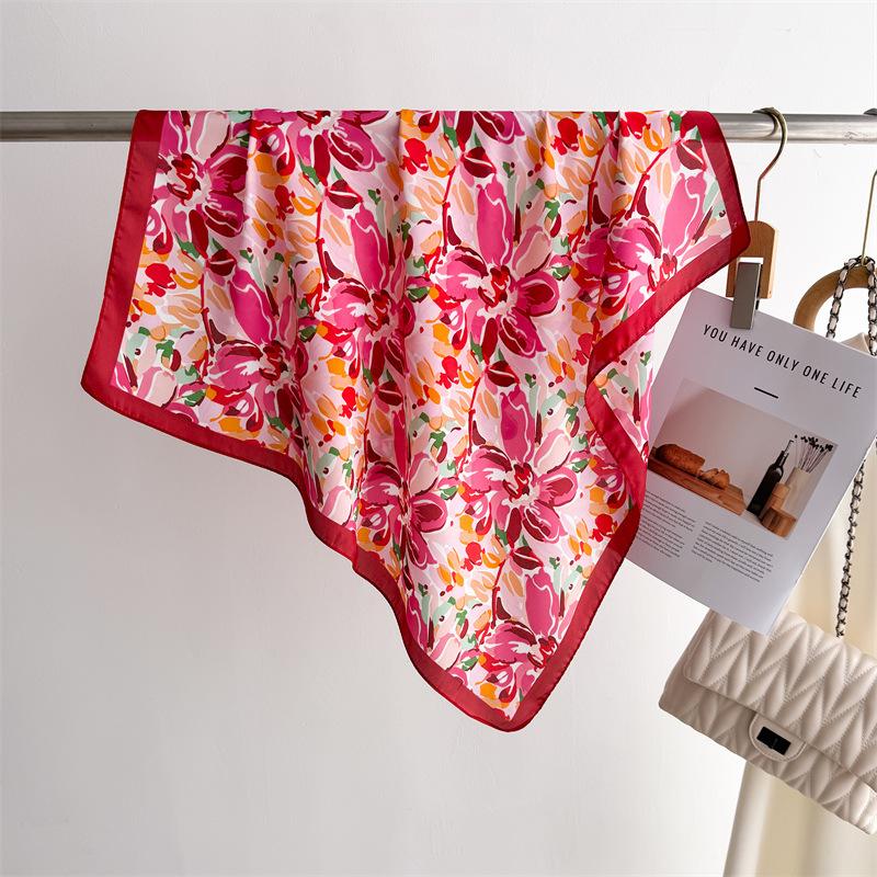 70cm Square Lemon Print Yellow Square Silk Scarf Casual Elegant Thin Breathable Neck Women Windproof Head Wrap Hair Scarves