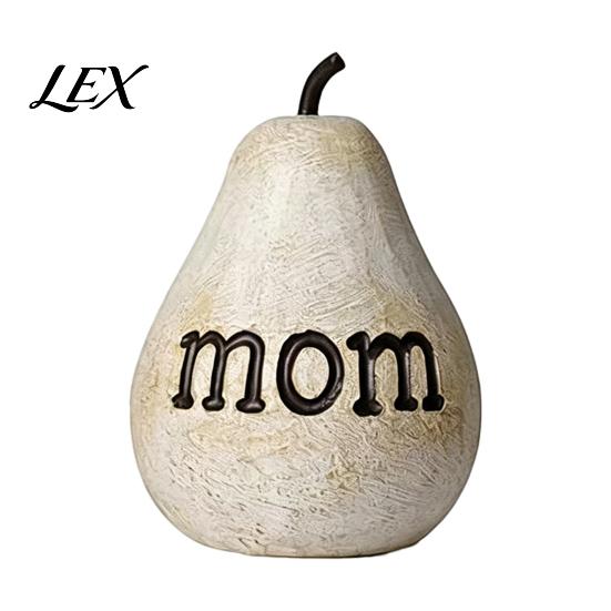 Decorative Table Ornaments Love/You/Mom Pear Sculpture, Resin Figurine, Vintage Style Living Room Accent Pieces Mother Birthday Ornament for