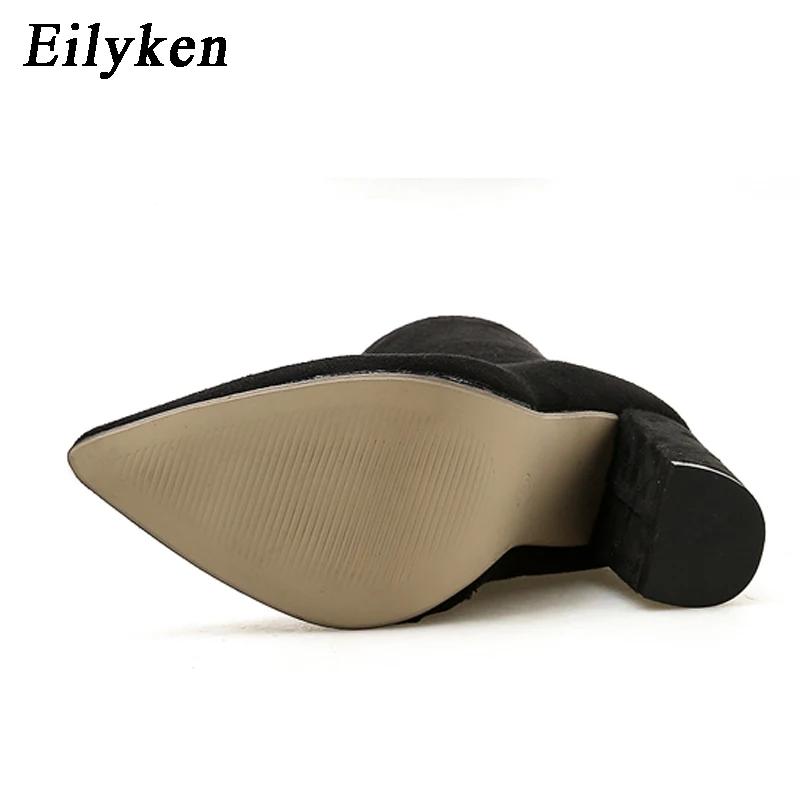 Fashion Eilyken New Women Ankle Boots Autumn Winter Fashion Pointed Toe Heel Zipper Ladies Chelsea Booties Shoes Plus Size 35-42