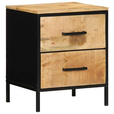 Nightstand Brown and Black 40 X 35 X 50 Cm Solid Mango Wood