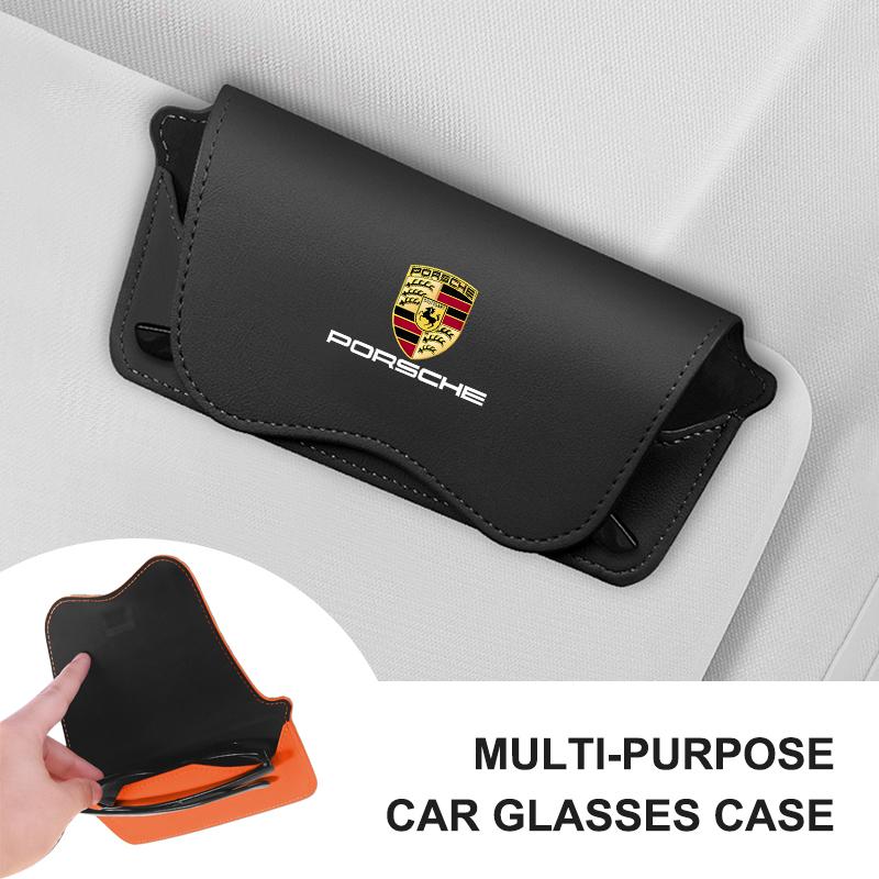 Car Sun Visor Glasses Clip Sunglasses Storage Case for Porsche Panamera Taycan 911 718 Macan Cayenne Boxster Cayman 918 Pajun