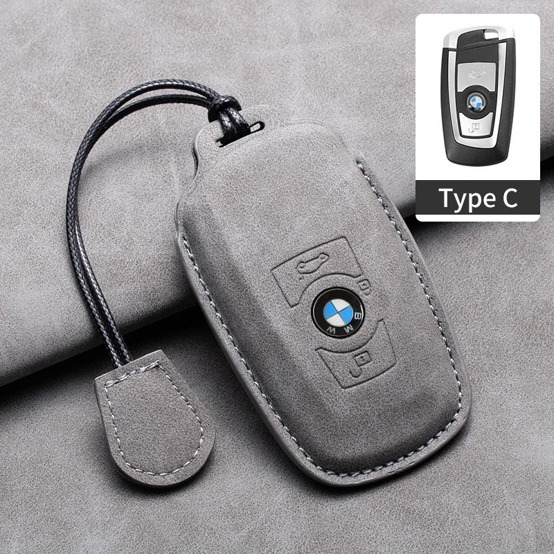 2025 Suede Leather Car Smart Key Case Fob Cover Shell For BMW 1 2 3 4 5 6 7 Series X1 X3 X4 X5 X6 F36 F25 F26 F30 F34 F10 F0