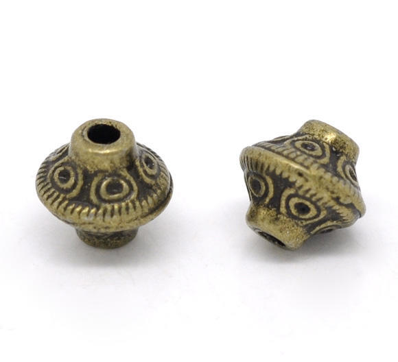 30/70/100/200pc Vintage Loose Spacer Bead Bicone Flying Saucer Dot Carved Antique Bronze Color Metal Beads DIY Necklace Jewelry