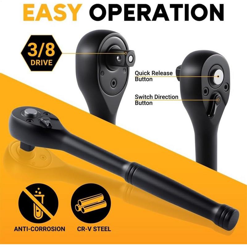 Socket Wrench Set Metric Socket Set And Extension Bar Portable Auto Repair Supplies Quick-Release Mechanic Tool For Electrical