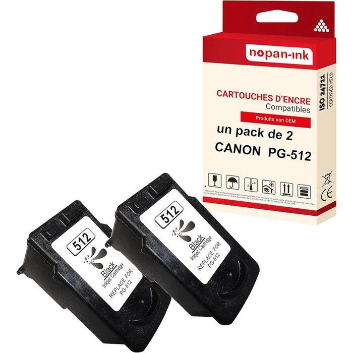 Pack de 2 cartouches d'encre compatibles NOPAN-INK PG-512XL Noir 16 ml pour Canon
