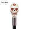 White Resin Red Flower Skull Head Walking Cane Fashion Decorative Steel Stick Gentleman Elegant Cosplay Cane Knob Crosier 94cm