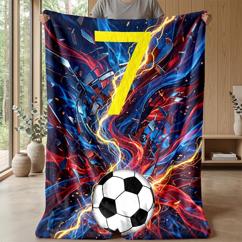 Soccer Ball Lightning Energy Theme blanket Lightweight Warm Flannel Blanket Decorative Throw Blanket for Home Decoration