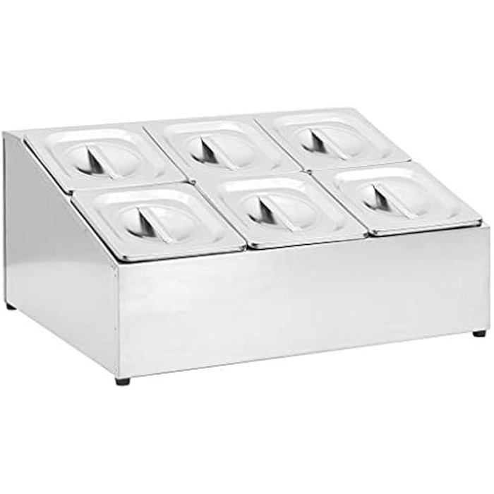 Récipient Gastronorm - vidaXL - GN 1/6 - Acier Inoxydable - 6 Bacs - Couvercles Inclus