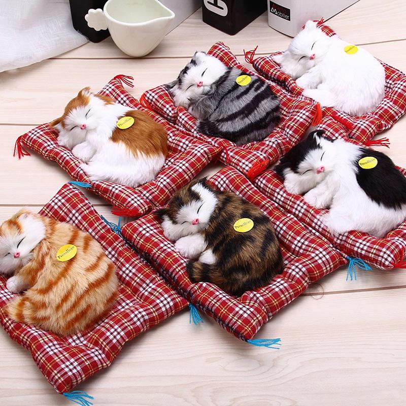Brand Latest Simulation Animal Doll Plush Sleeping Cats Toy Featuring Cushion Can Speak Out featuring Sound Children Gift Idea Stuffed Desk Ornament