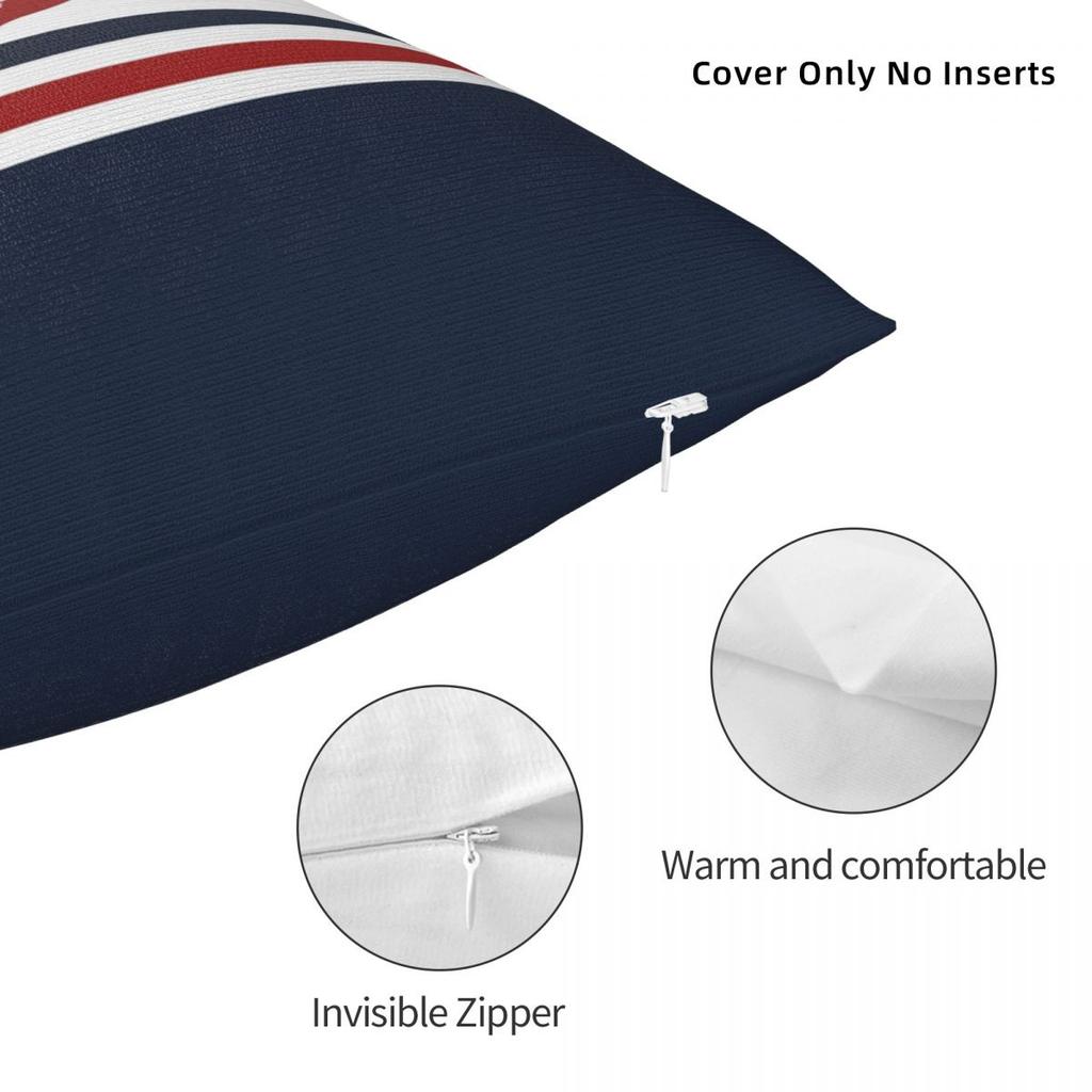 Navy Blue And White Stripes With A Red Anchor Pillow Cases Blue Nautical Anchor Cushion Covers Decor Pillowcase for Home 18"x18"