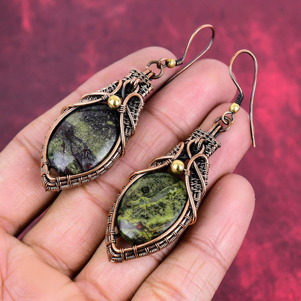 Drachenblutstein Ohrring Kupferdraht umwickelt Edelstein Ohrring Neuestes Design Schmuck Handgefertigte Ohrringe Kupferdraht Schmuck Verlobungsgeschenke