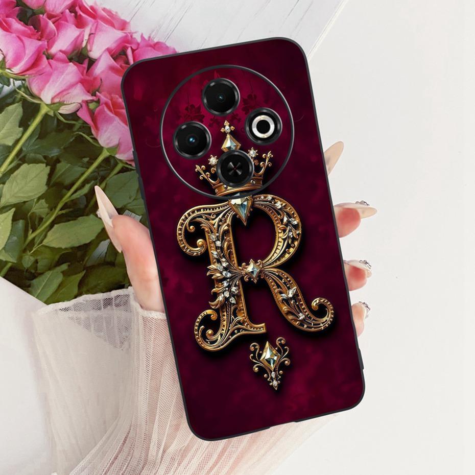 2025 Fashion Crown Letter Case For Tecno Spark 30C 30 Pro 4G Black Silicone Soft Cover For Tecno Spark30C 30 30Pro Phone Cases