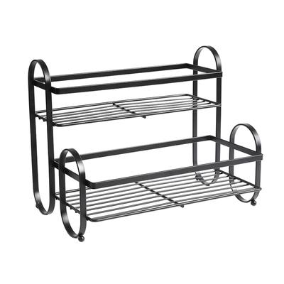 Metal Desktop Storage Rack 2 Tier Prevent Slip Multifunction Metal Iron Spice Rack Organizer for
