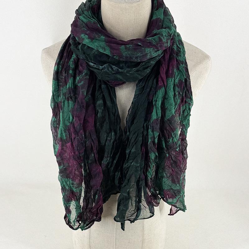 Women's Scarf Dyed and Pleated Scarf Neck Protection Warm and Windproof Versatile Accessory Scarf