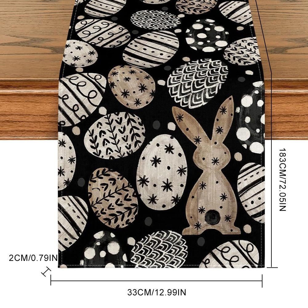 Easter Bunny Eggs Butterfly Floral Linen Table Runner Holiday Party Decor Spring Kitchen Dining Table Runner Easter Decorations