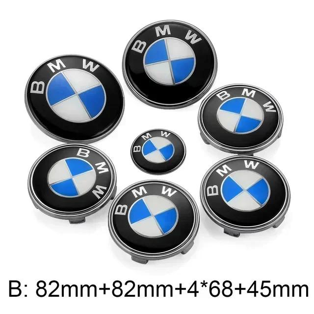 YAMHS1 For BMW New 2025 7pcs Car Front Emblem Rear Badge Wheel Hub Cap Sticker for E46 E90 E60 F10 F11 F20 F30 F34 F01 G20 G21 G31 G38 