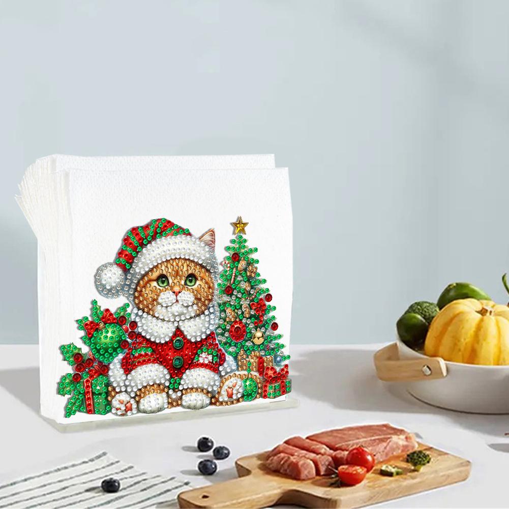 Double Sided Xmas Theme Diamond Painting Desktop Napkin Holder Acrylic Ornament Diamond Painting Desktop Napkin Rack Decoration