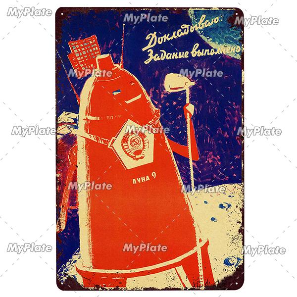 Vintage Russian Metal Sign Plaque Tin Sign CCCP Plate Wall Decor For Bar Club Man Cave The Space Race Poster