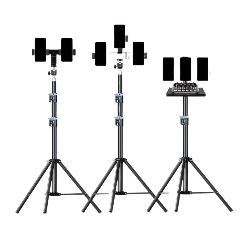 Dual Phone Live Streaming Stand with Multi-Camera Holder and Fill Light for Douyin