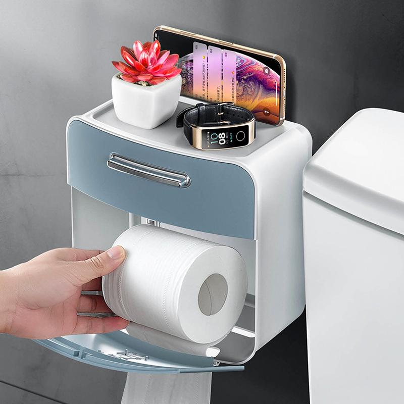 New Toilet Tissue Box Waterproof Bathroom Toilet Hole-free Wall-hanging Multifunctional Toilet Roll Paper Drawer