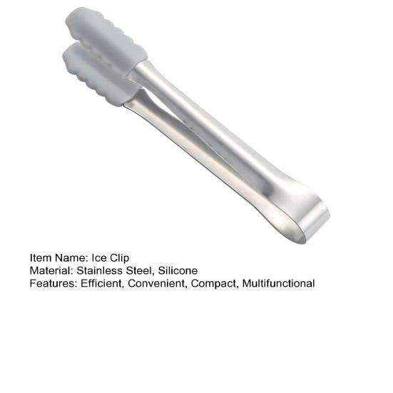 Eiswürfelzange aus Edelstahl mit Silikonspitzen, lebensmittelechtes Küchenwerkzeug für Zuckerwürfel, Eiswürfel, Eier, rutschfester Eierschalenentferner, hitzebeständig