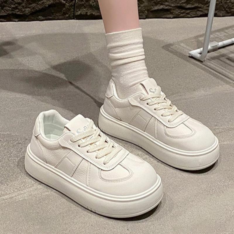 Frühling, Sommer, Herbst und Winter Damen Schuhe Damen Sneaker Weiße Schuhe Low-Top Runde Zehenpartie Höhenverstärkende Freizeitschuhe