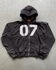 Streetwear Y2K Casual Zipper Cardigan Fashion Digital Print Hooded