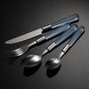 Posate Occidentali con Manici in Plastica Acciaio Inossidabile Coltello Affilato Forchetta Cucchiaio Set di Piatti Stoviglie Utensili per la Cucina