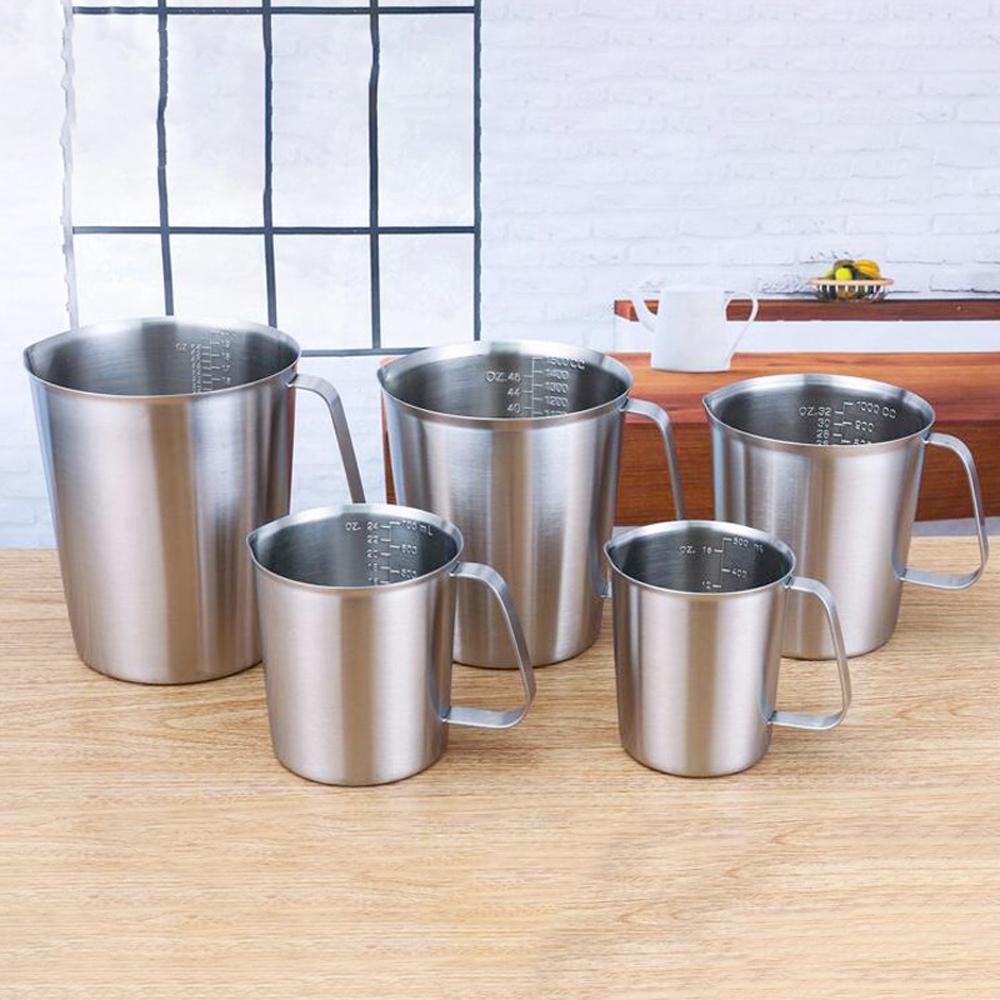 500ml/700ml/1000ml/1500ml Κύπελλο Κλίμακας Μέτρησης από Ανοξείδωτο Ατσάλι 304 Κυλινδρικός Δοσομετρητής Τσάι Γάλακτος Ψήσιμο Αυγά Κουτάλι