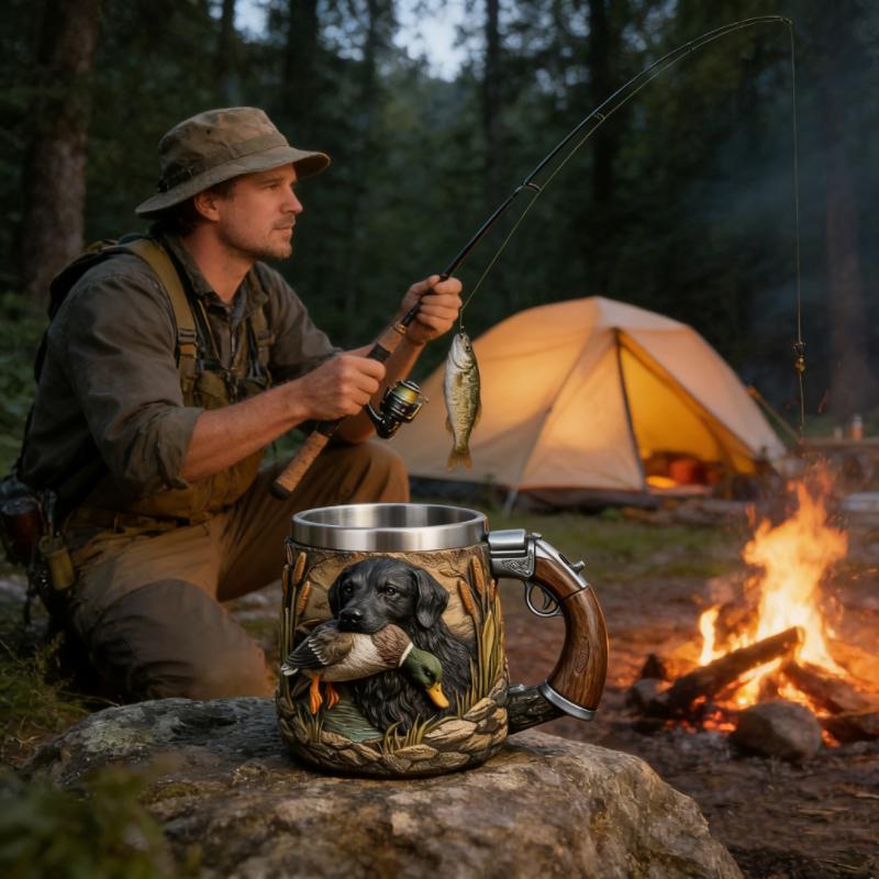 Hunting Theme Stainless Steel Cup Unique Gift for Hunters Outdoor Camping Mug