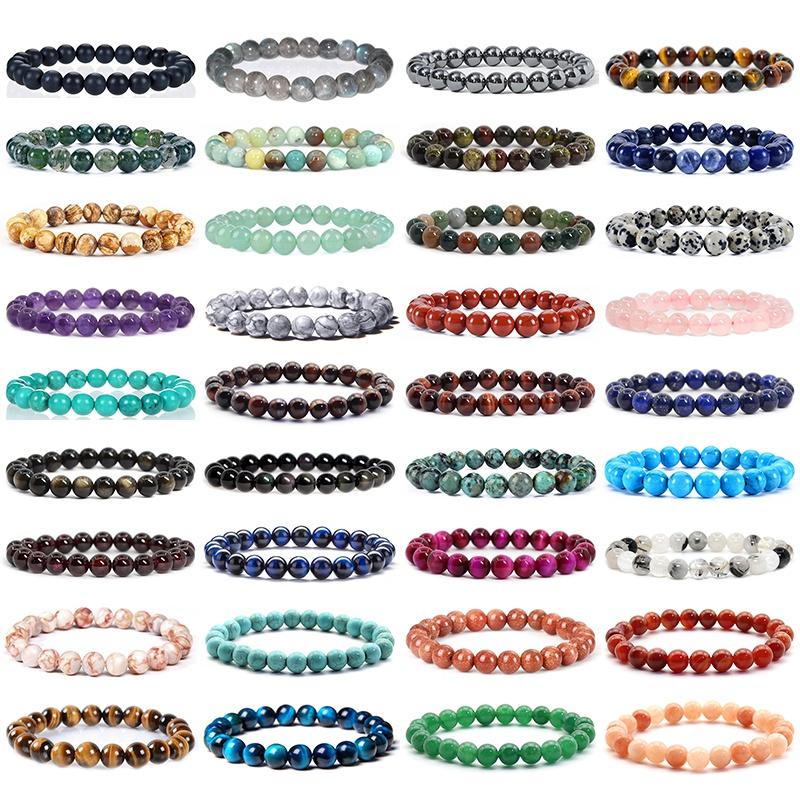 

8 мм унисекс браслет из натурального камня агат/браслет из драгоценных камней круглый браслет из бисера ручной работы из камня с лечением чакры ювелирные изделия 48 стилей