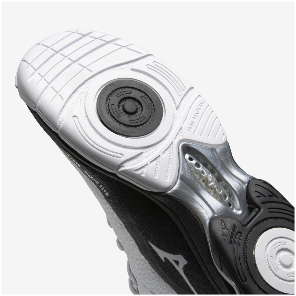 Mizuno Wave Divers DE 2 Fitness Size 2E Shoes, Indoor, Studio, Gym, Exercise, White/Black/Light Gray, 23.0 cm,